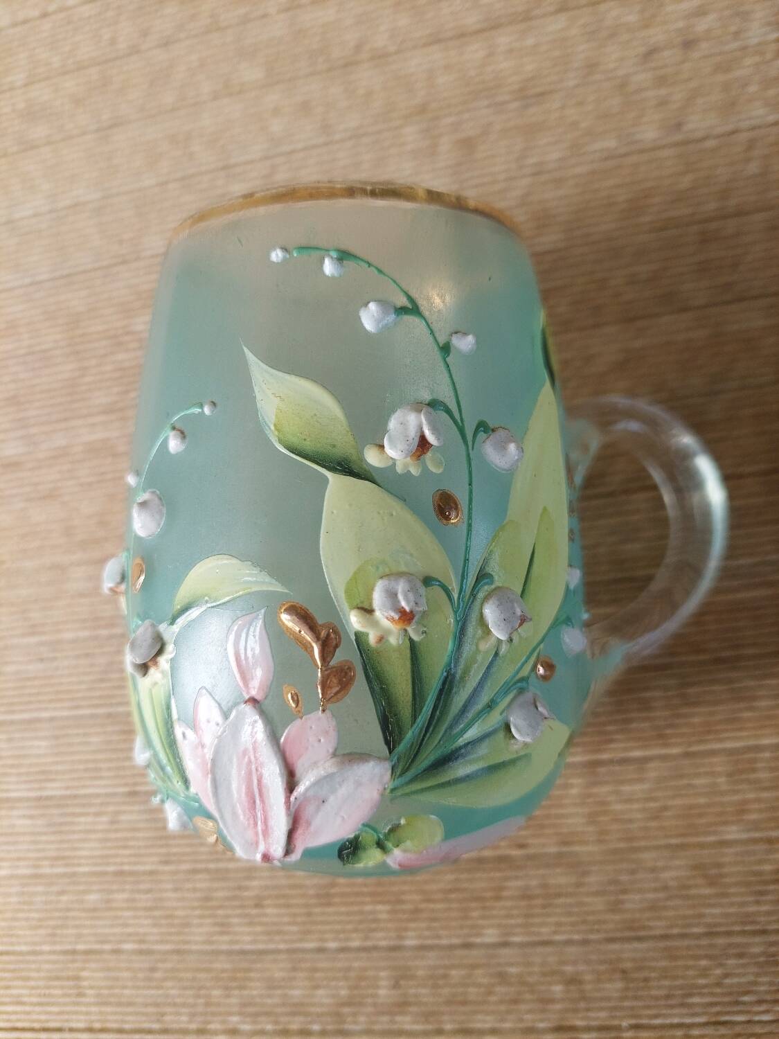 Enamelled glass mug/cup