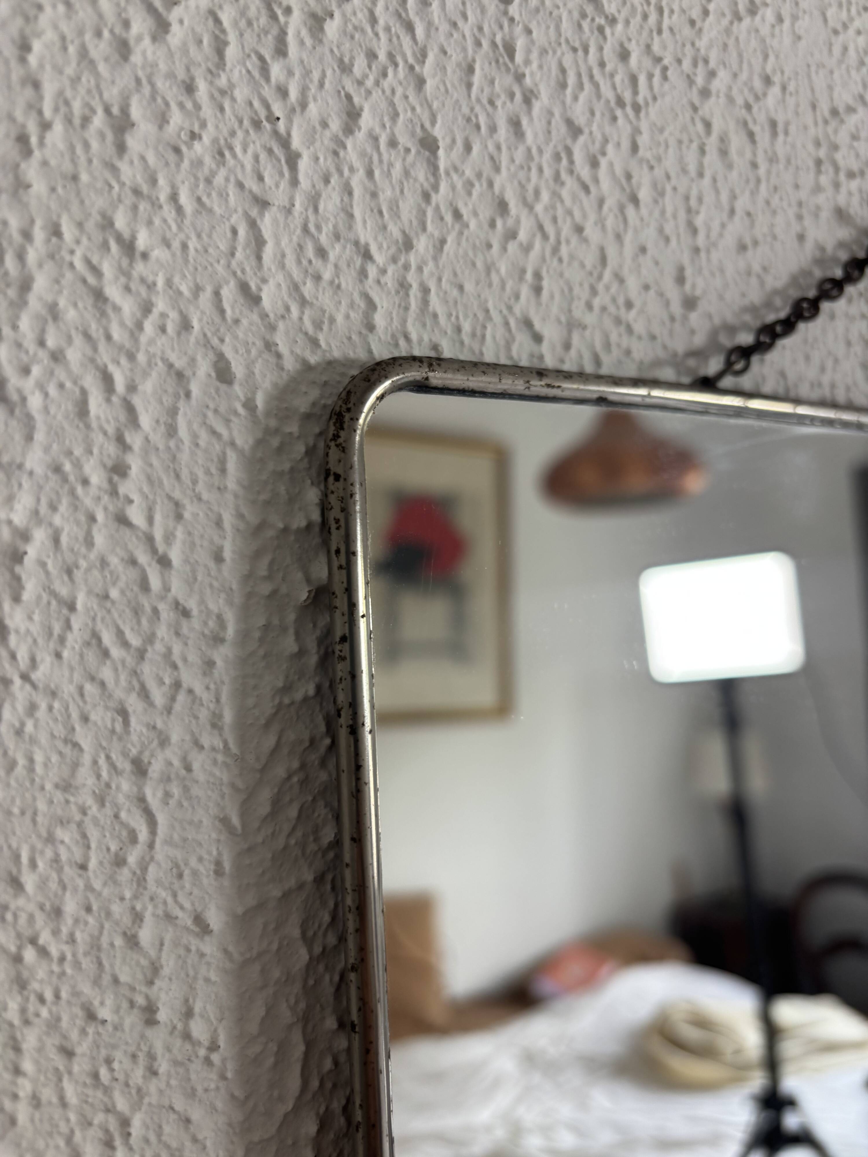 Miroir vintage 1960 barbier coiffeur carton chainette - 29 x 23 cm