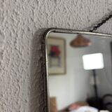 Miroir vintage 1960 barbier coiffeur carton chainette - 29 x 23 cm