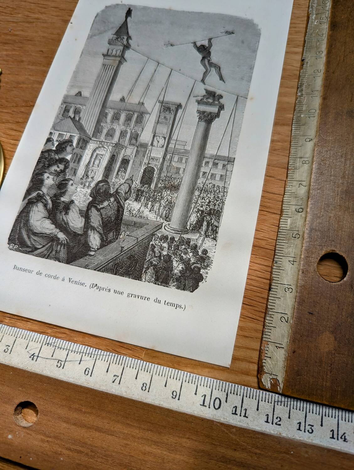 Printed in 1878, Rope Dancers in Venice, Italy.