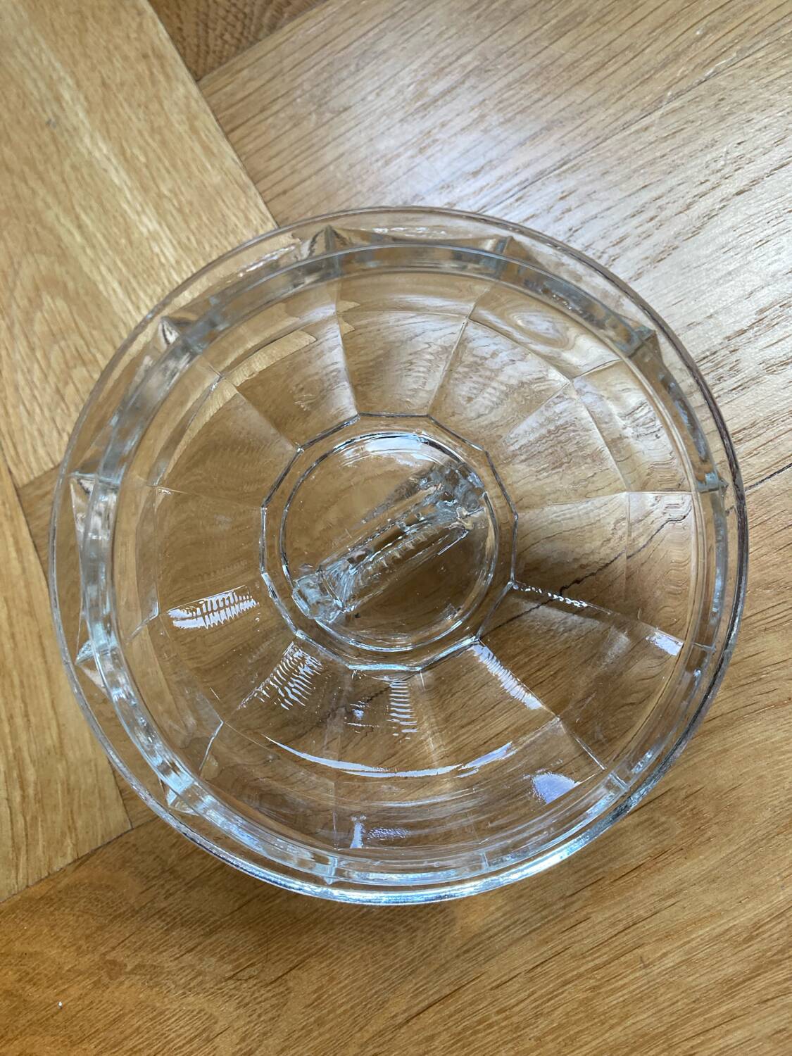 Molded glass sugar bowl