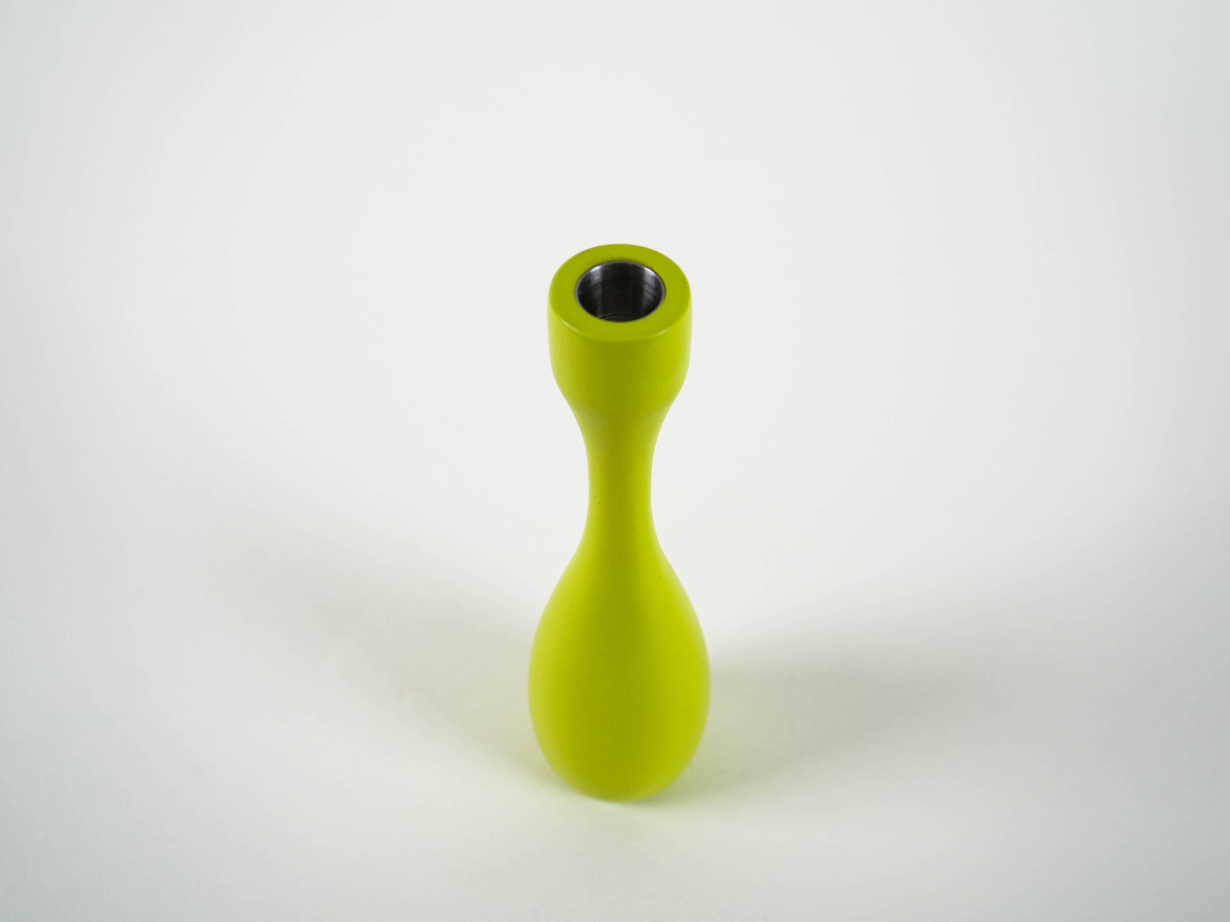 Lime-coloured candlestick, Danish design, 1970s, made in Denmark