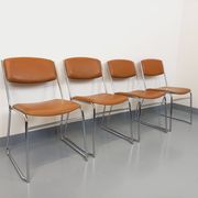 4 vintage sleigh chairs from the 70s, in designer chrome metal