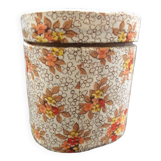 Fabric box with floral pattern work from the 60s