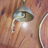 Old pendant light, structured glass globe - gilded brass