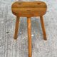 Scandinavian solid wood brutalist tripod stool 1970