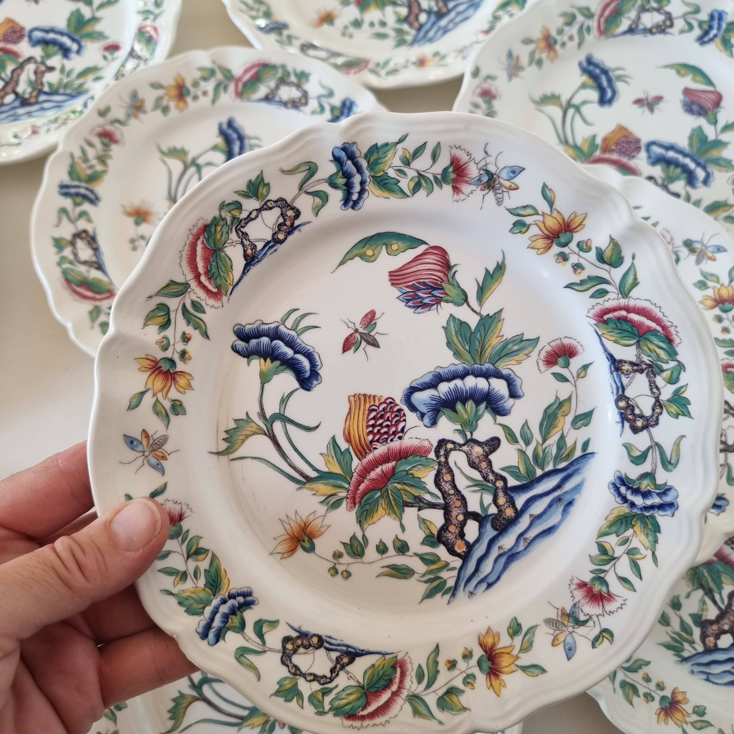 Roeun dessert plate set in French Sarreguemine porcelain