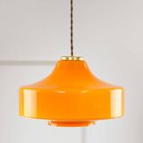 Mid-Century Italian Orange Glass & Brass Pendant Lamp