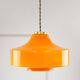 Mid-Century Italian Orange Glass & Brass Pendant Lamp