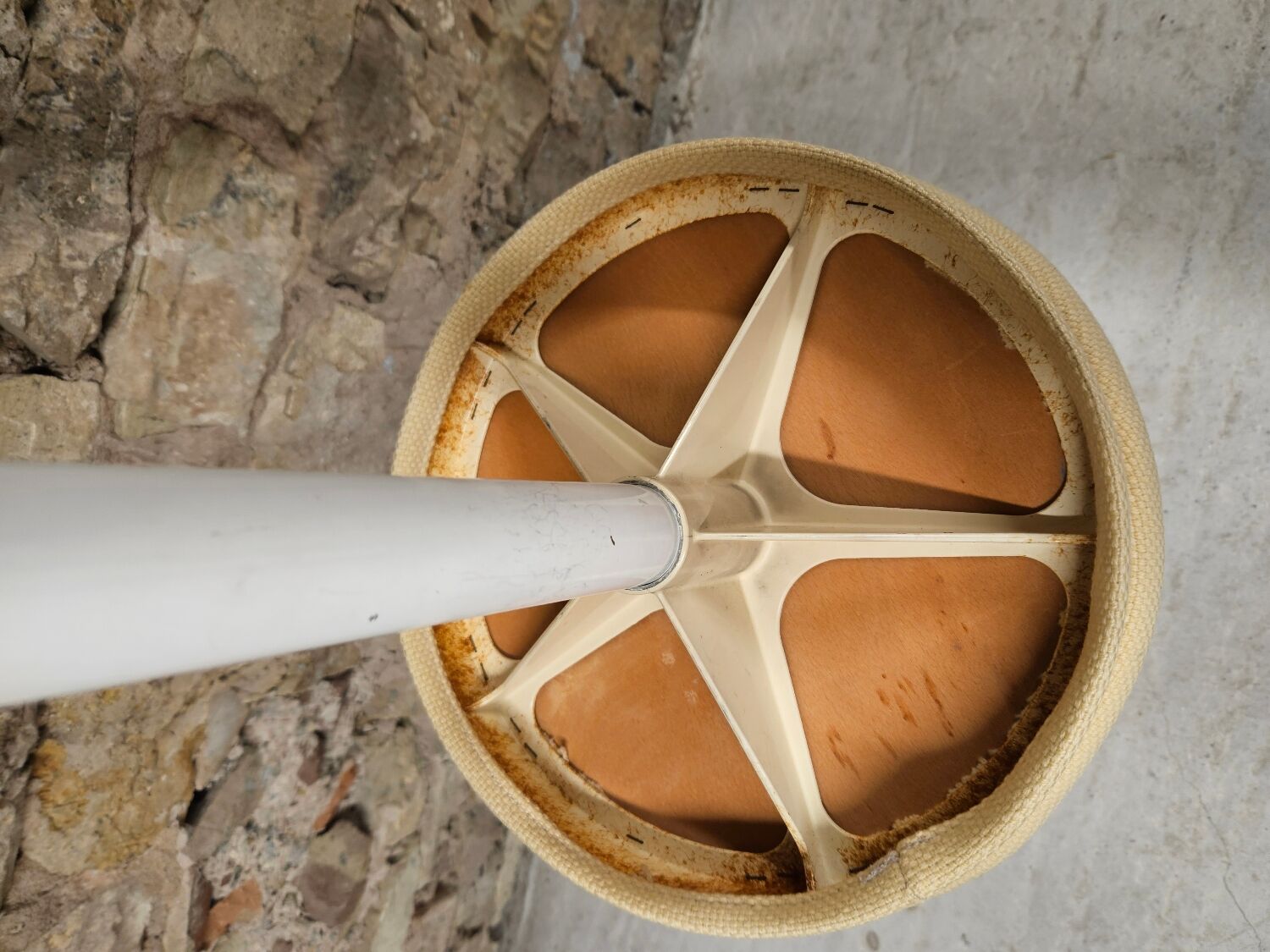 Pair of vintage white metal stools by Bremshey & Co.