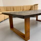 Thick slate coffee table, brutalist design from the 70s, Pia Manu style