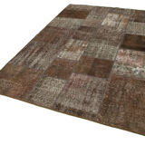 Handwoven Turkish Contemporary 170 cm x 243 cm Brown Patchwork Carpet