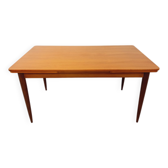 Table à manger rectangulaire style scandinave vintage des années 50 60 en teck avec rallonges