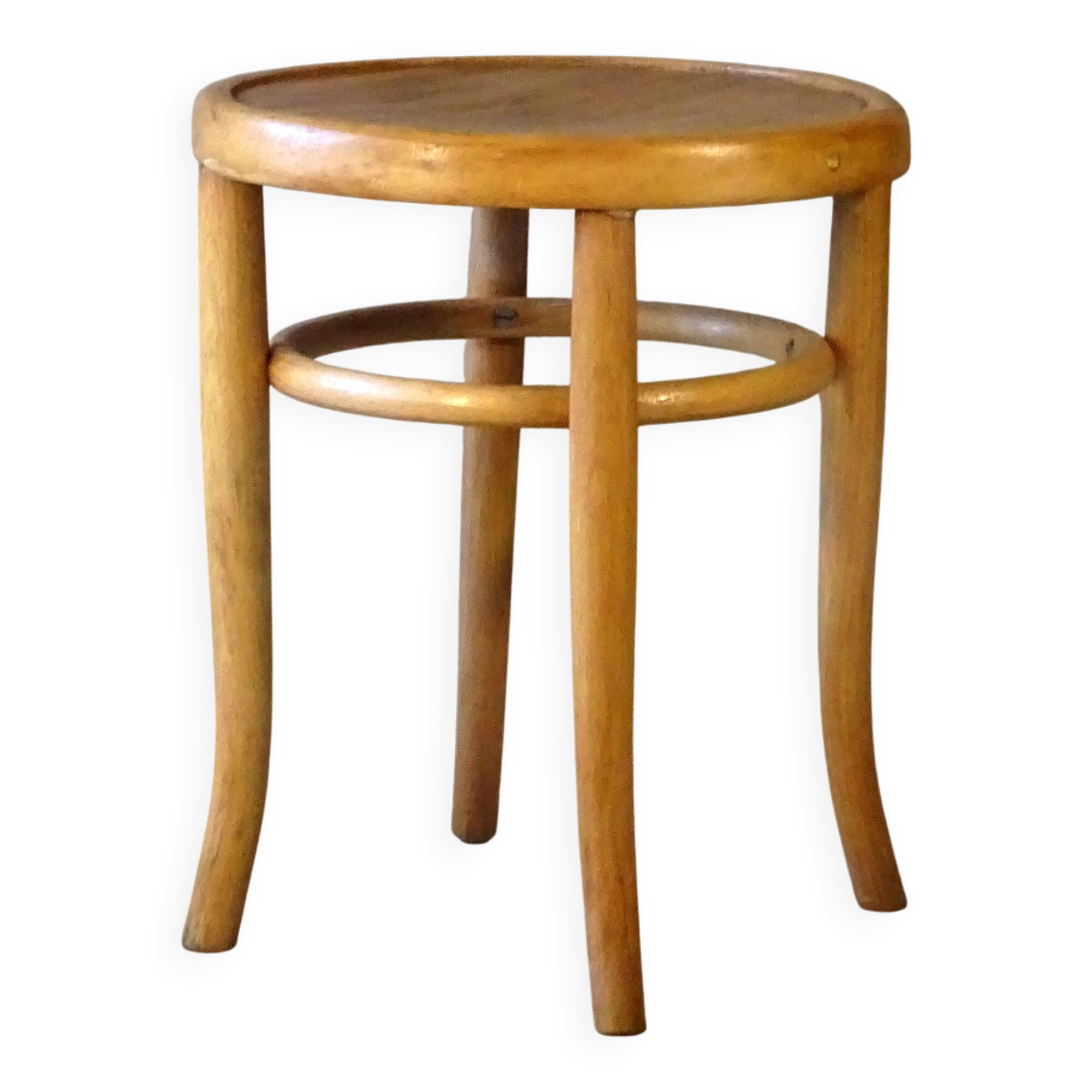 Wooden bistro stool, 44 cm, Bentwood style, Fischel, 1930