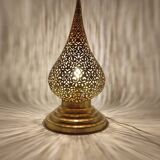 Hand-drilled copper lamp