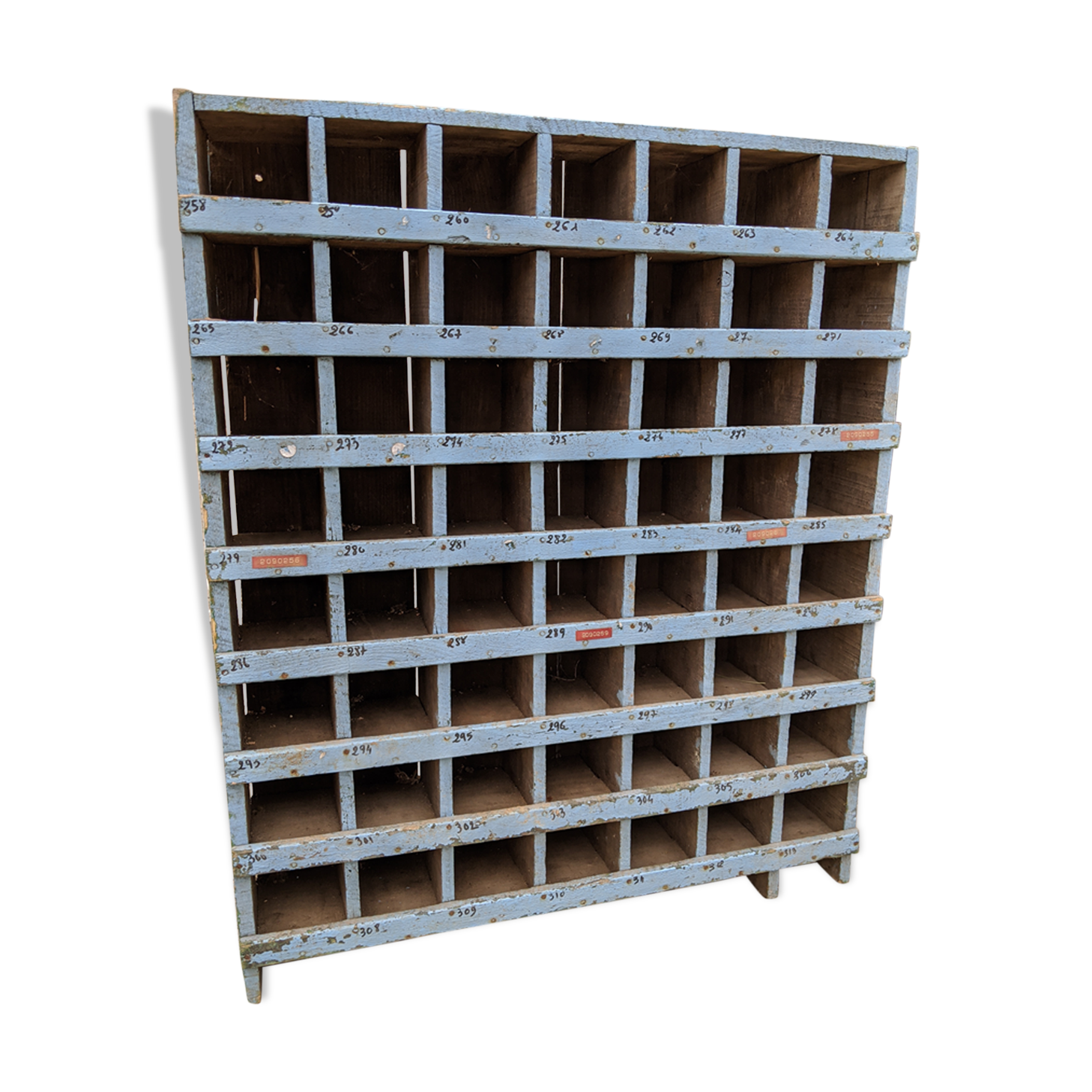 Wooden furniture with blue locker