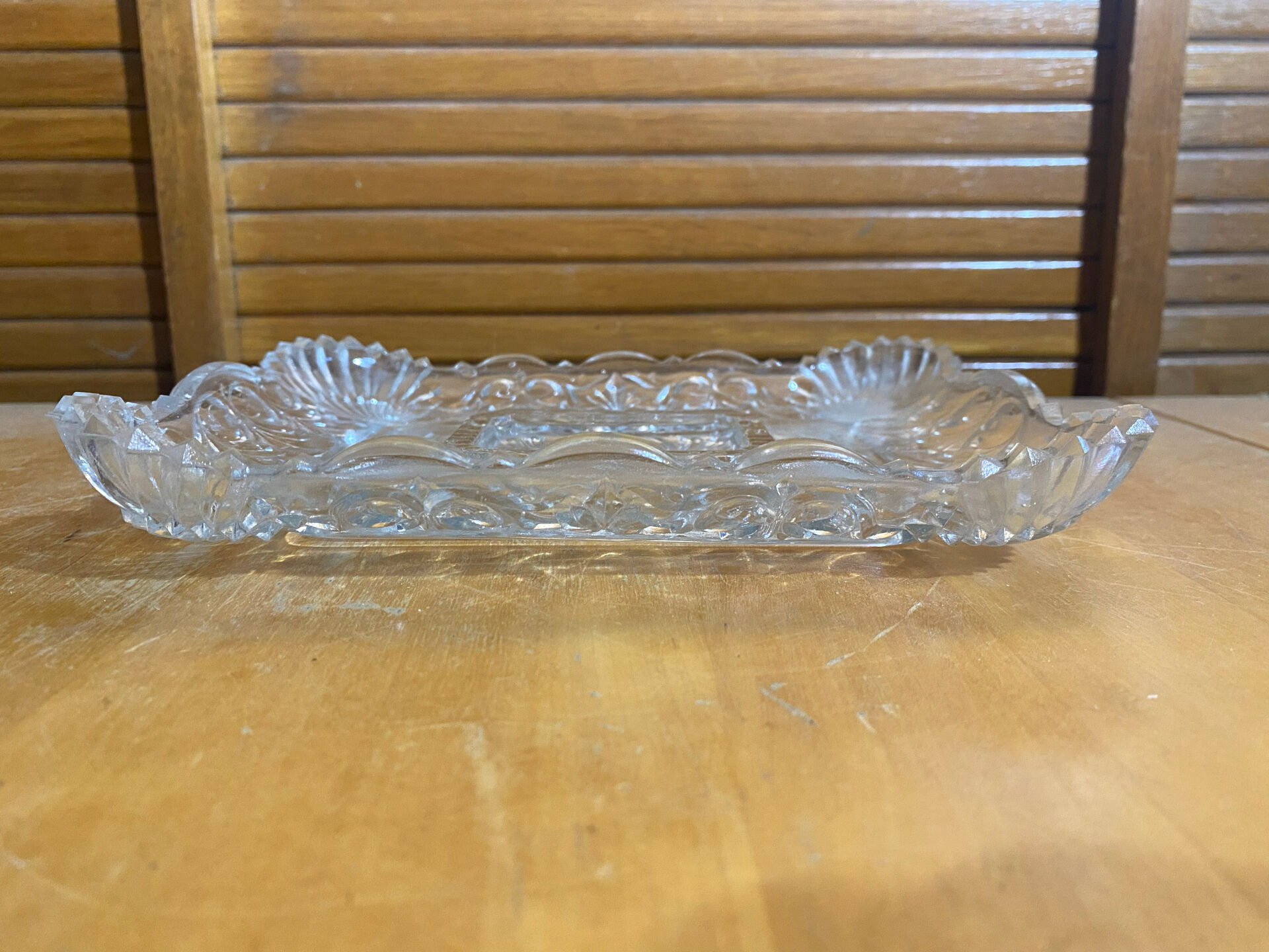 Vintage vallerysthal crystal moulded cut pocket ashtray #
