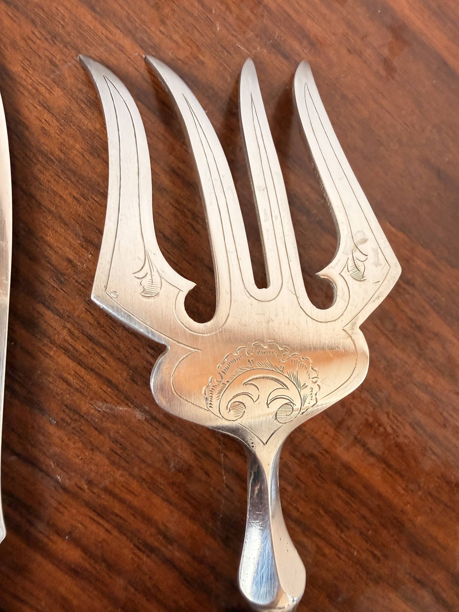 Antique Boivin fish service set in silver plate