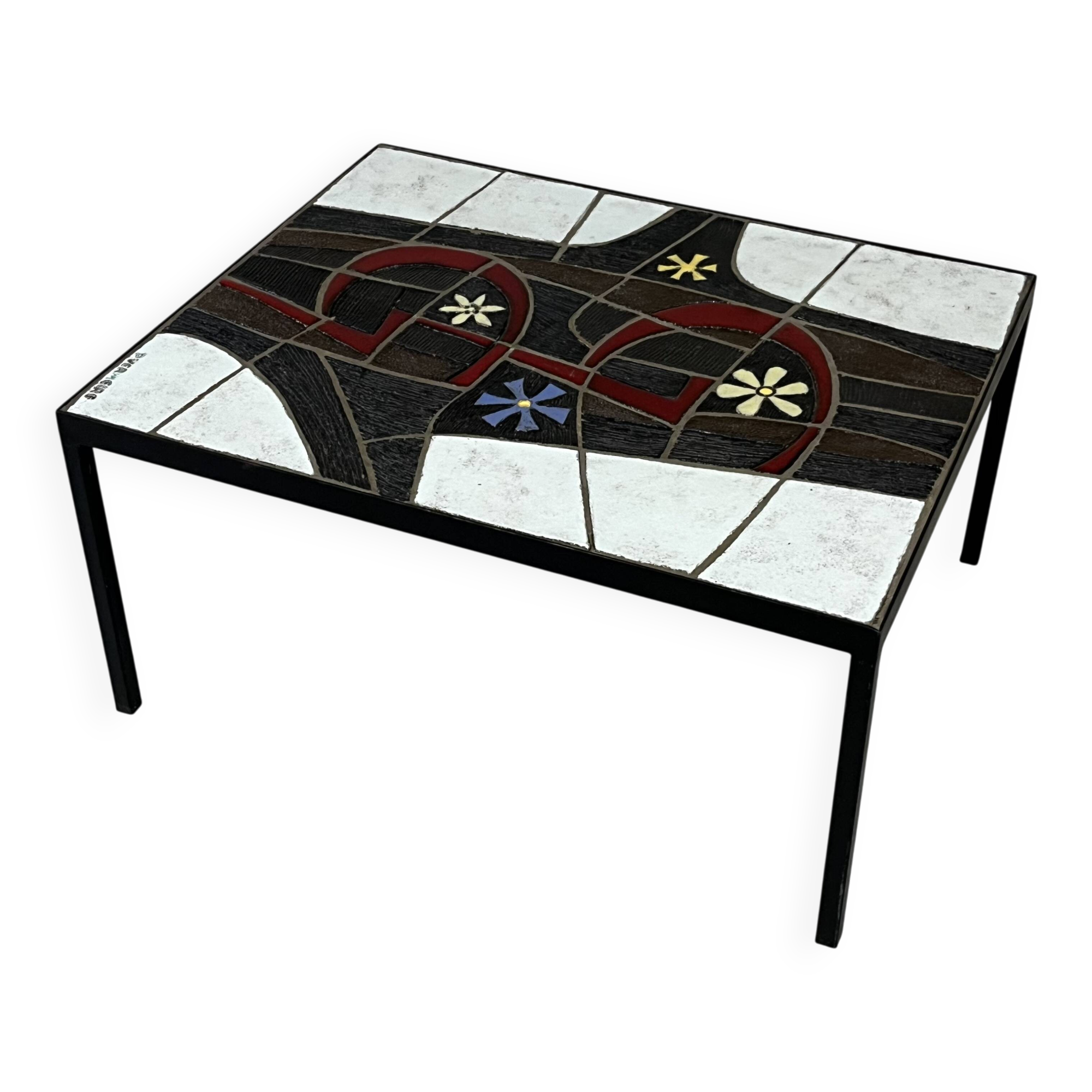 Table d'appoint en céramique par Paul Vermeire pour Perignem, années 1960.