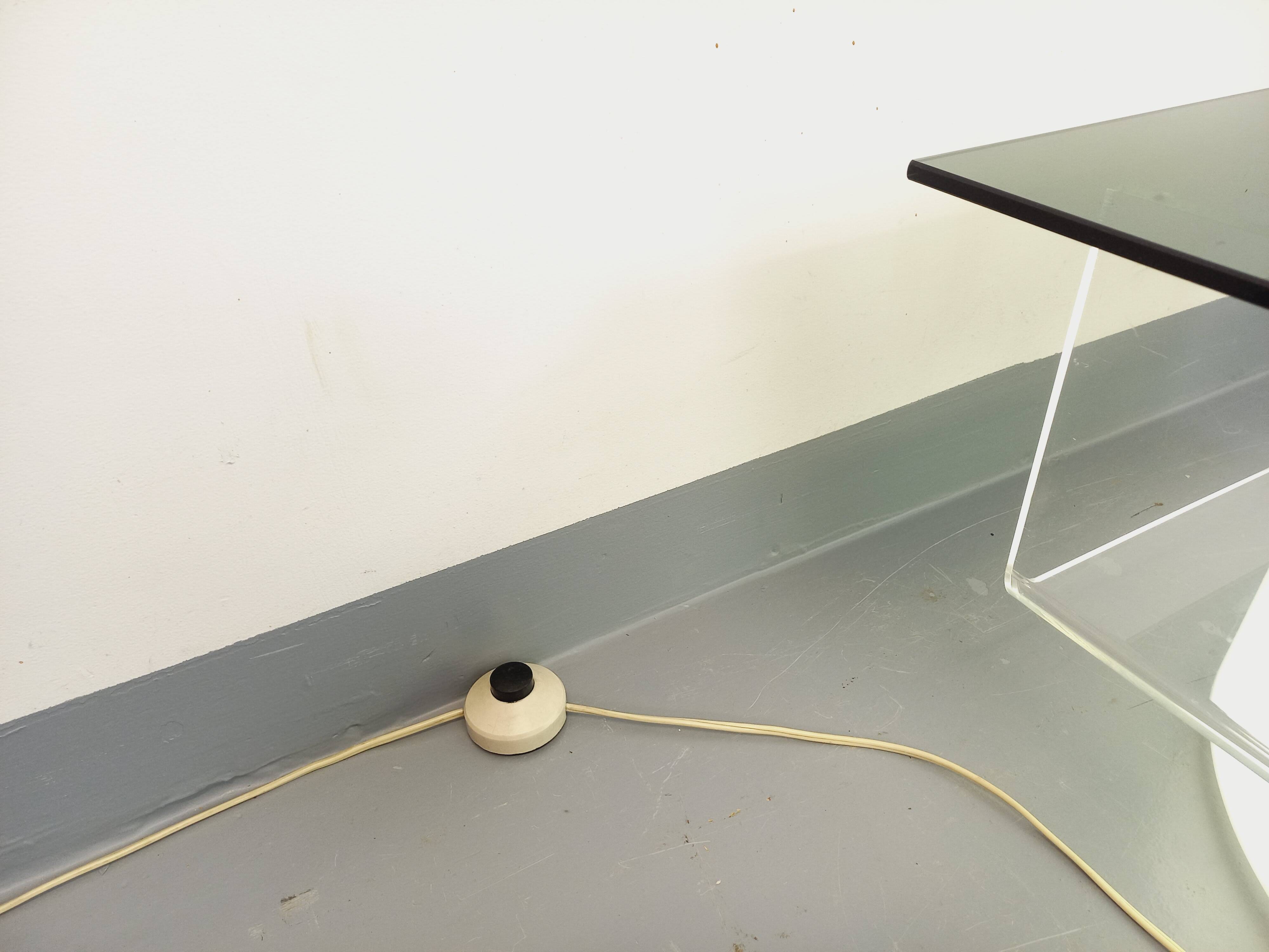 Vintage Italian square illuminated coffee table in glass and plexiglass