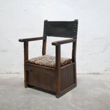 Fauteuil coffre en bois, XIX ème