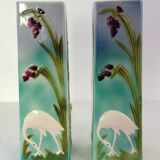 Pair of Saint Clement barbotine vases H 39cm circa 1900