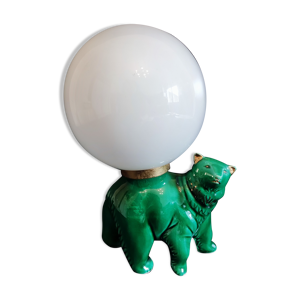 Lampe ours en céramique verte et or