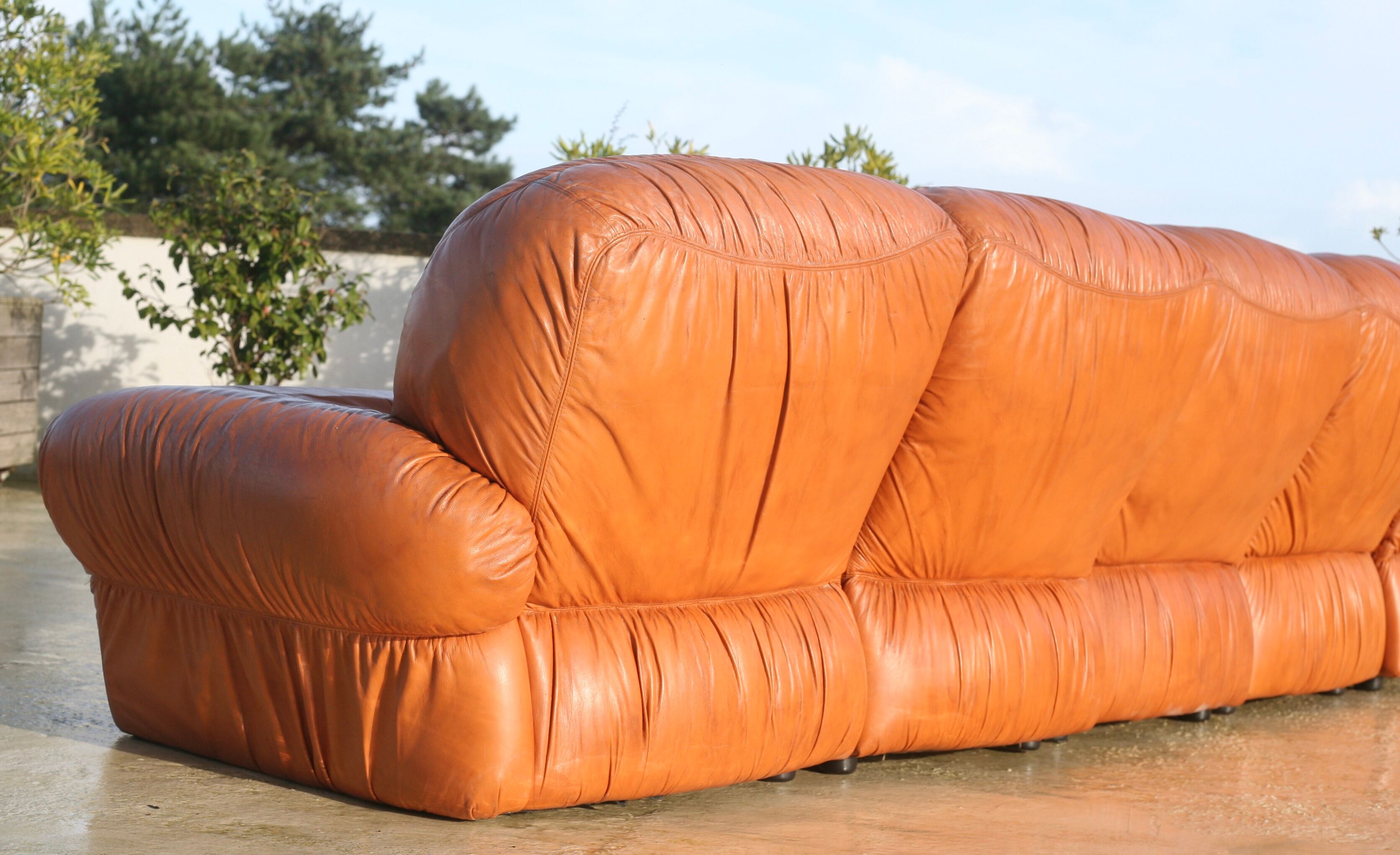 Modular sofa in "fawn" leather, Italy, circa 1970