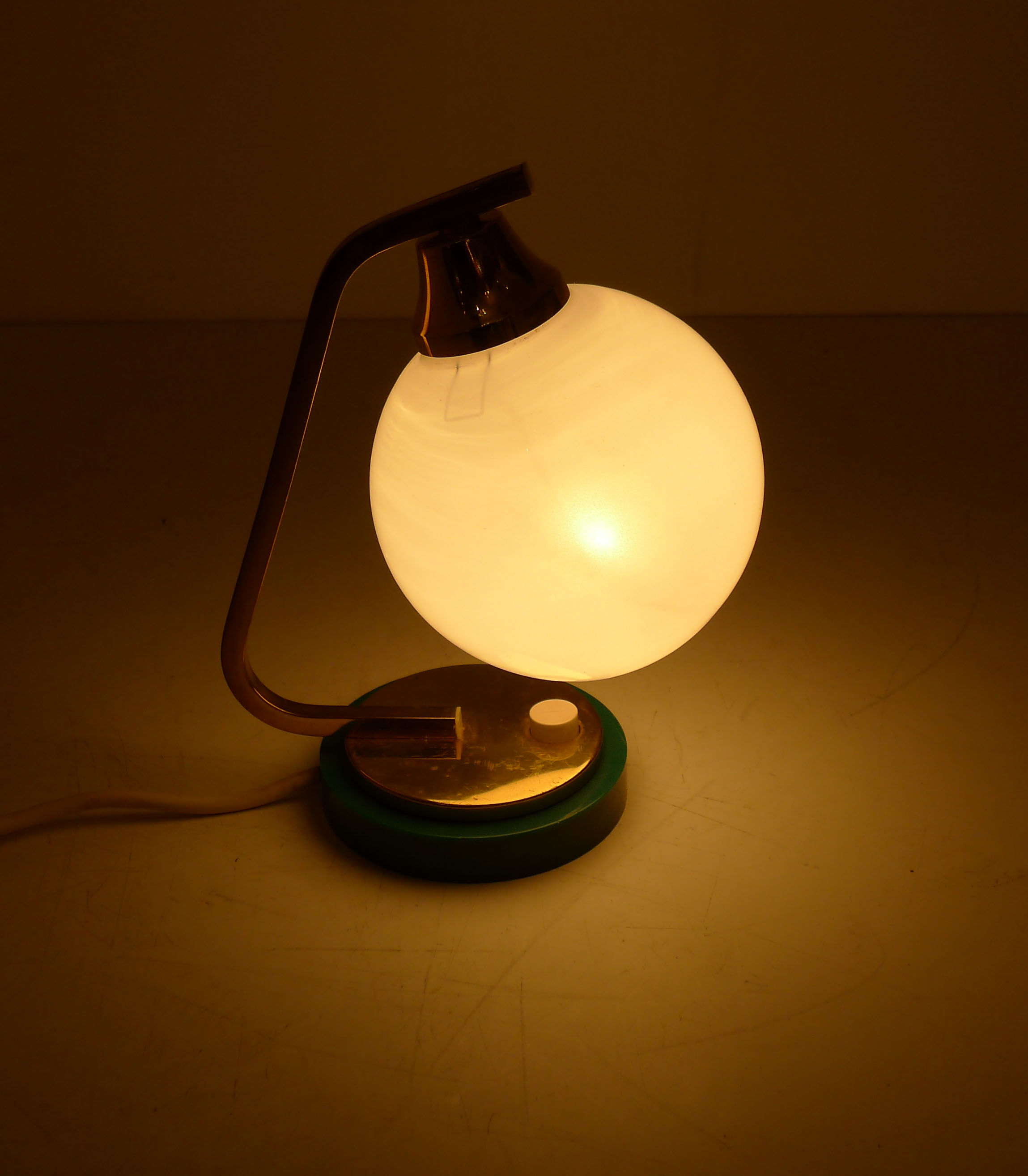 Golden lamp & opal globe