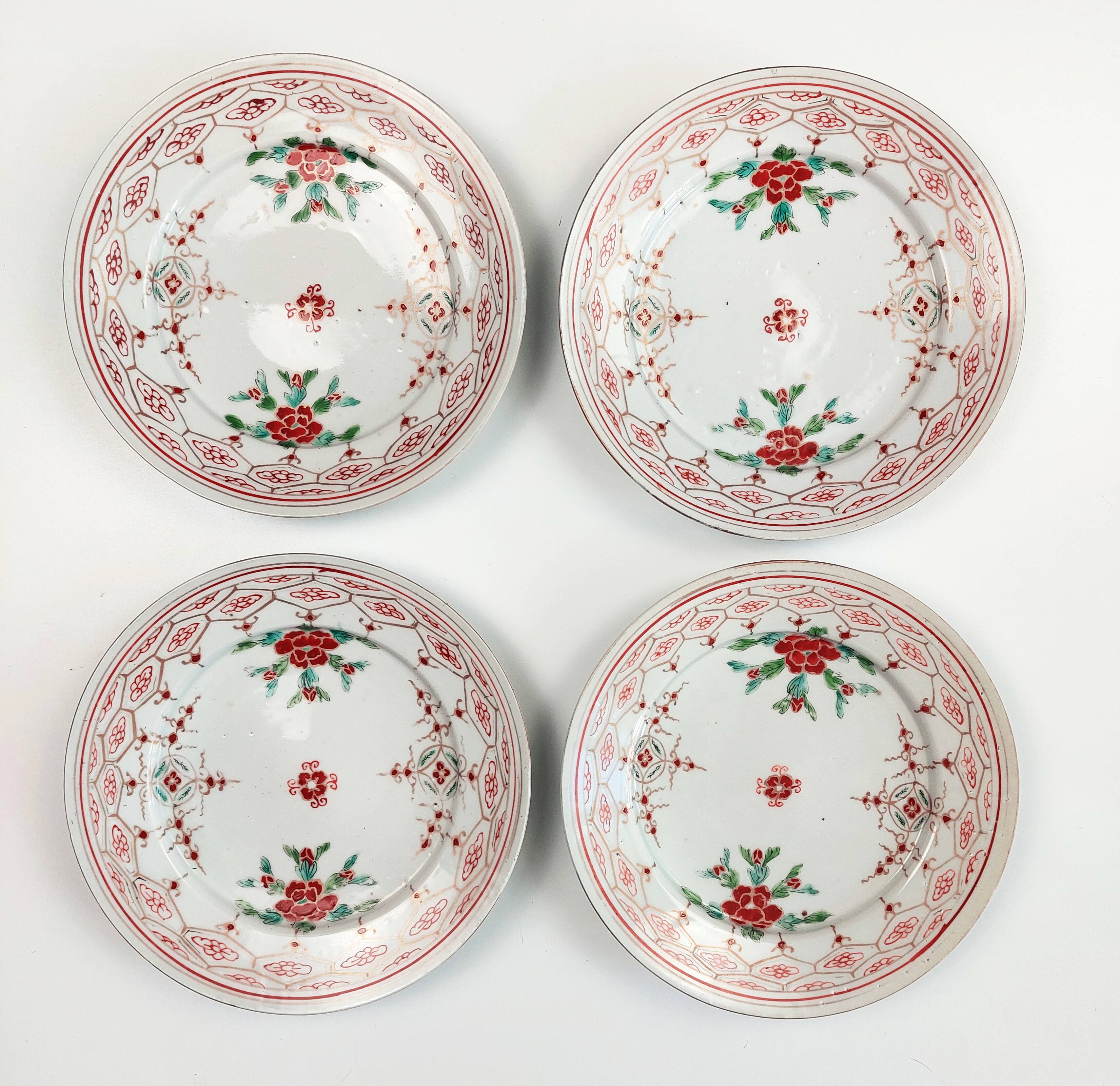 Set of 4 antique Arita porcelain plates