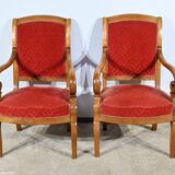 Pair of Cherry Wood Armchairs, Louis Philippe Period – 1st Part 19th