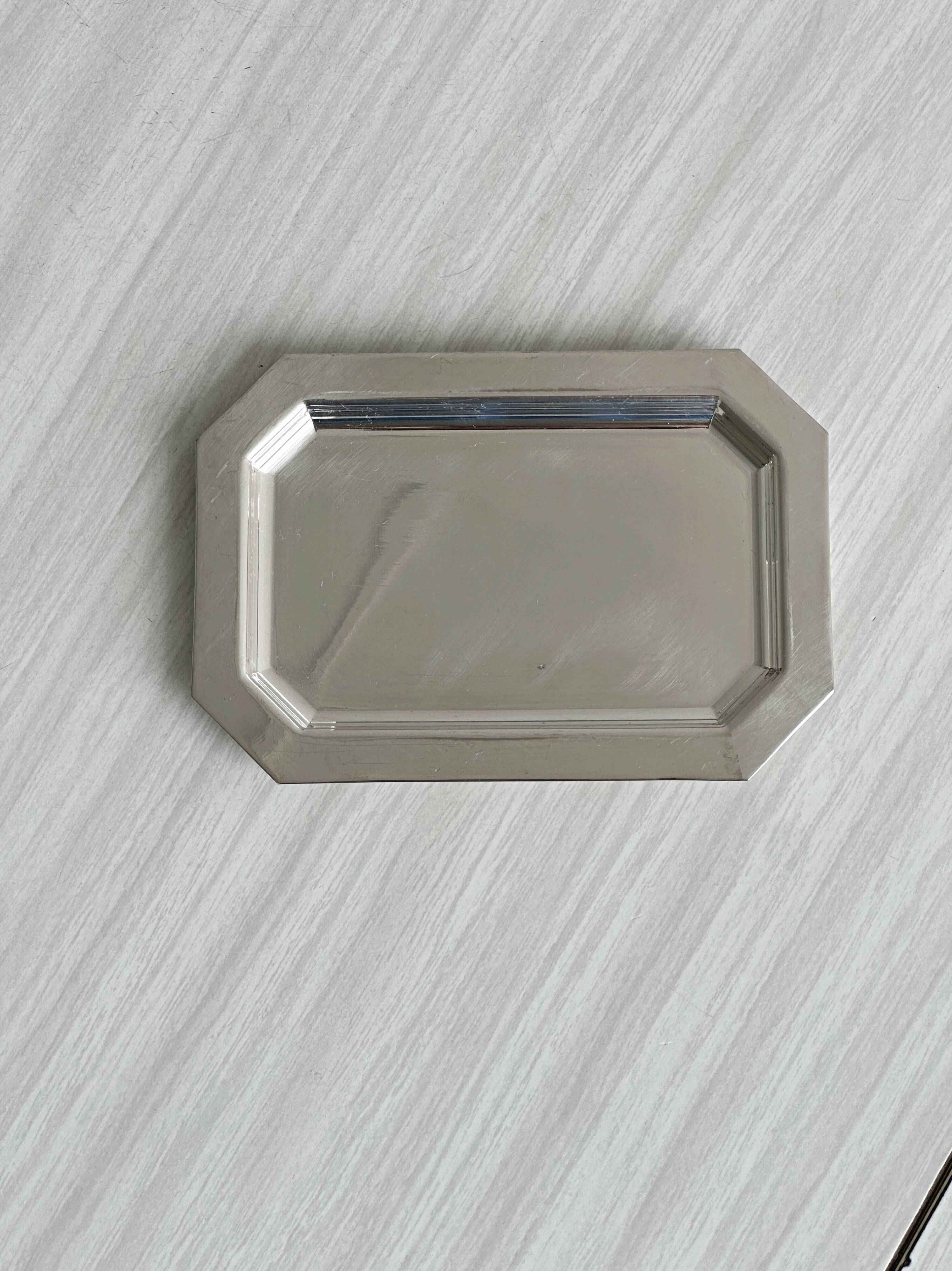Set of 6 small silver-plated trays