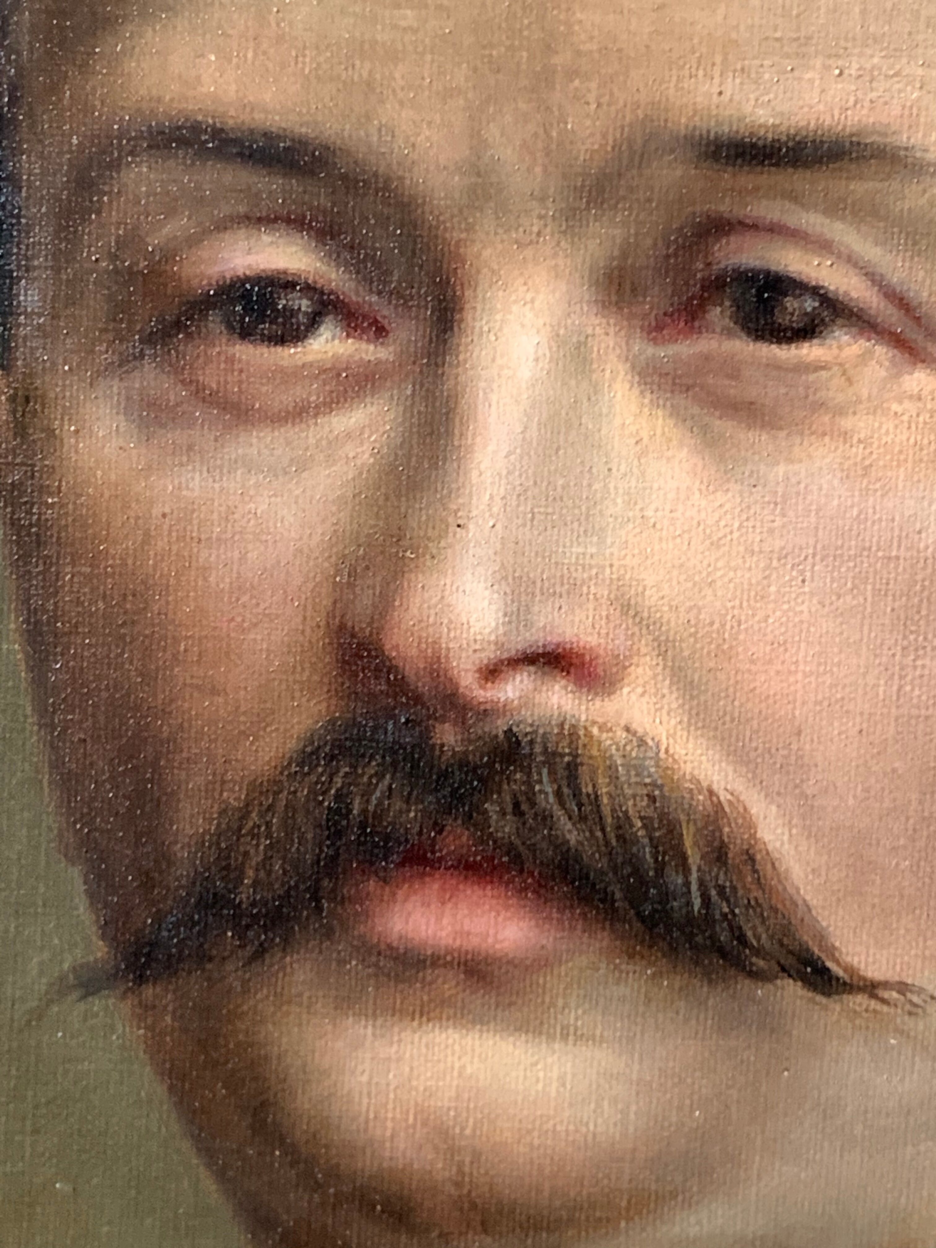 Portrait of man 19th in its frame