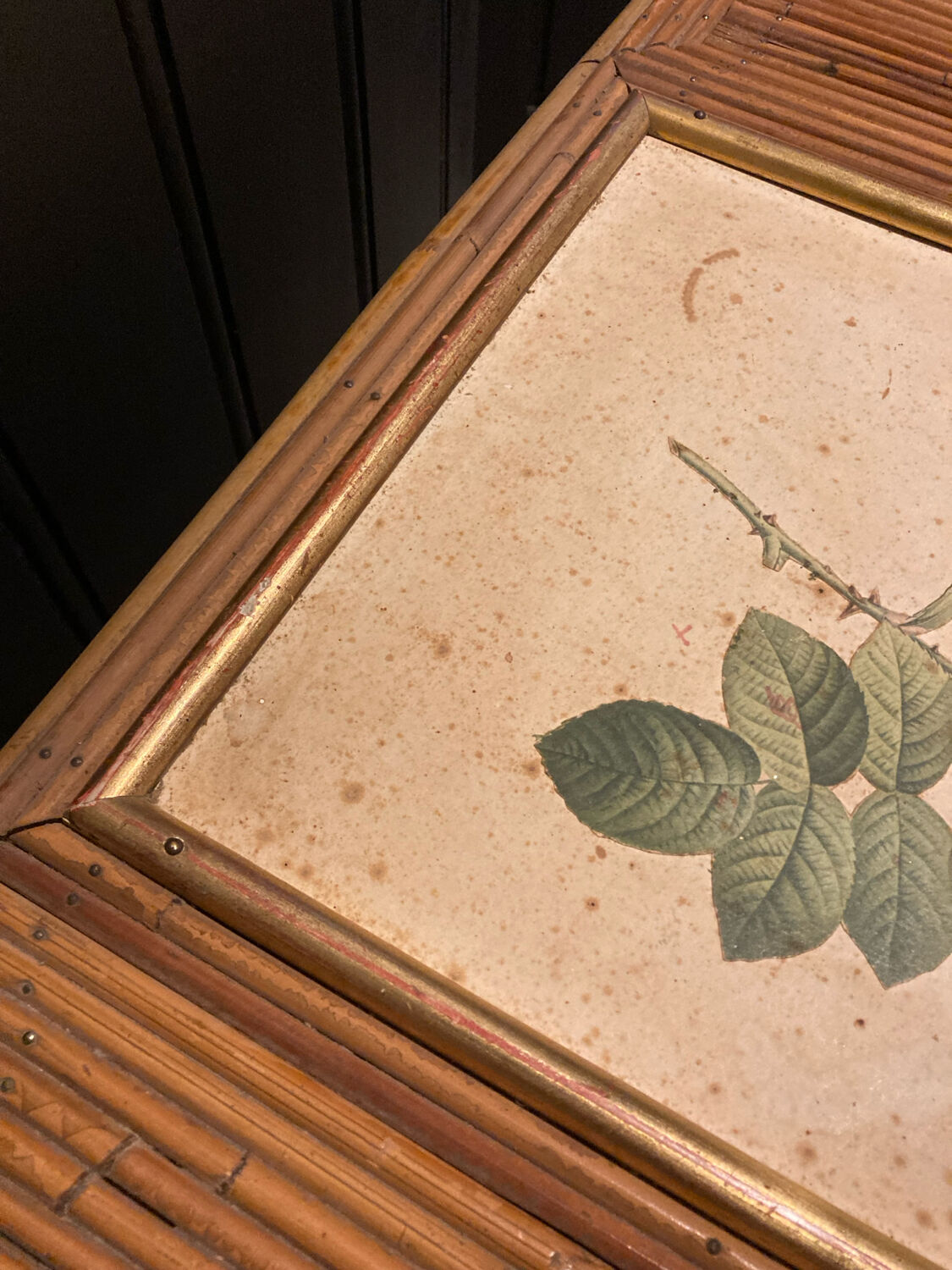 Hairdresser, vintage rattan desk, in the style of Audoux Minet.