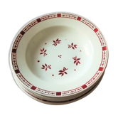 Lot 6 hollow plates Digoin Sarreguemines Dominique Red Flowers Art Deco