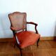 Fauteuil louis XV terracotta et cannage