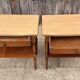 Pair of bedside tables or double-top wooden turned side tables Sty