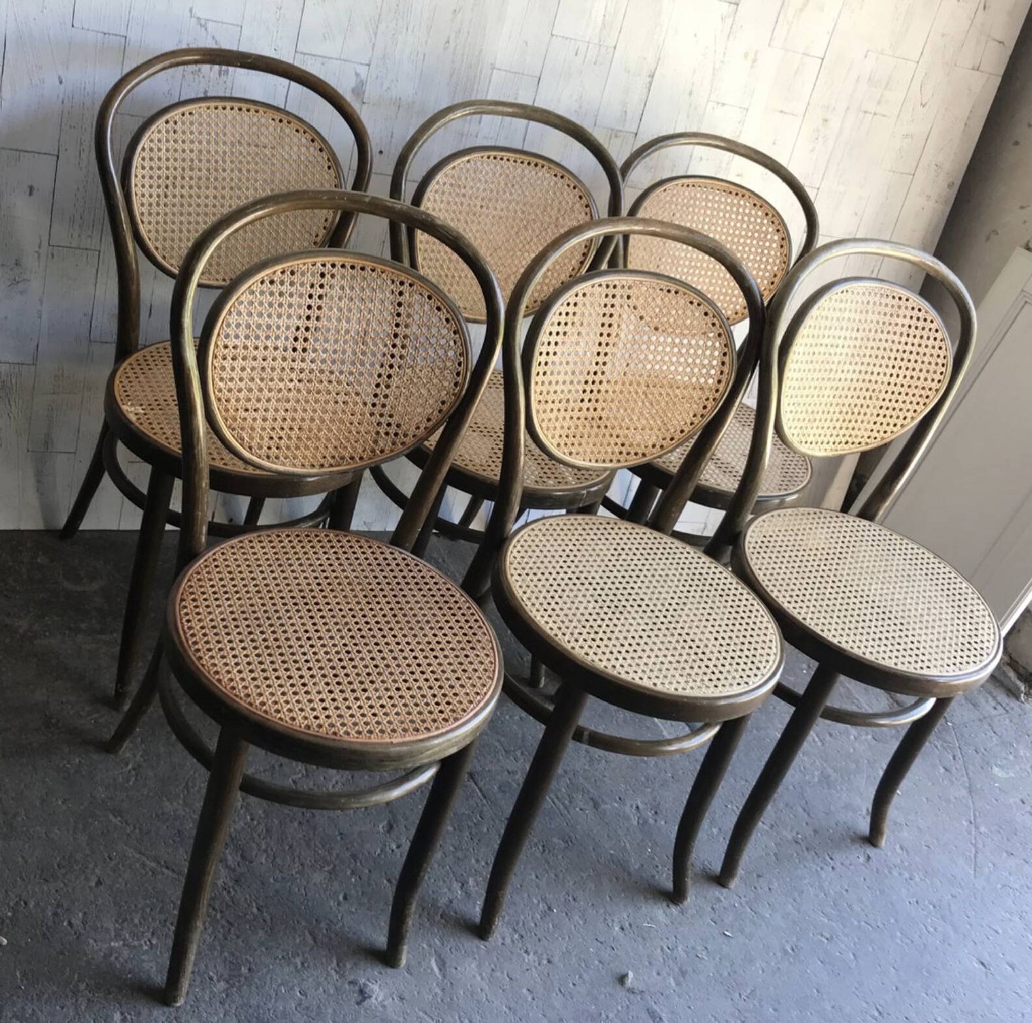 Dining Chairs in Wood Cane, Germany, 1960s, Set of 6