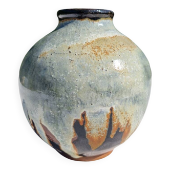 Vase boule en grès émaillée