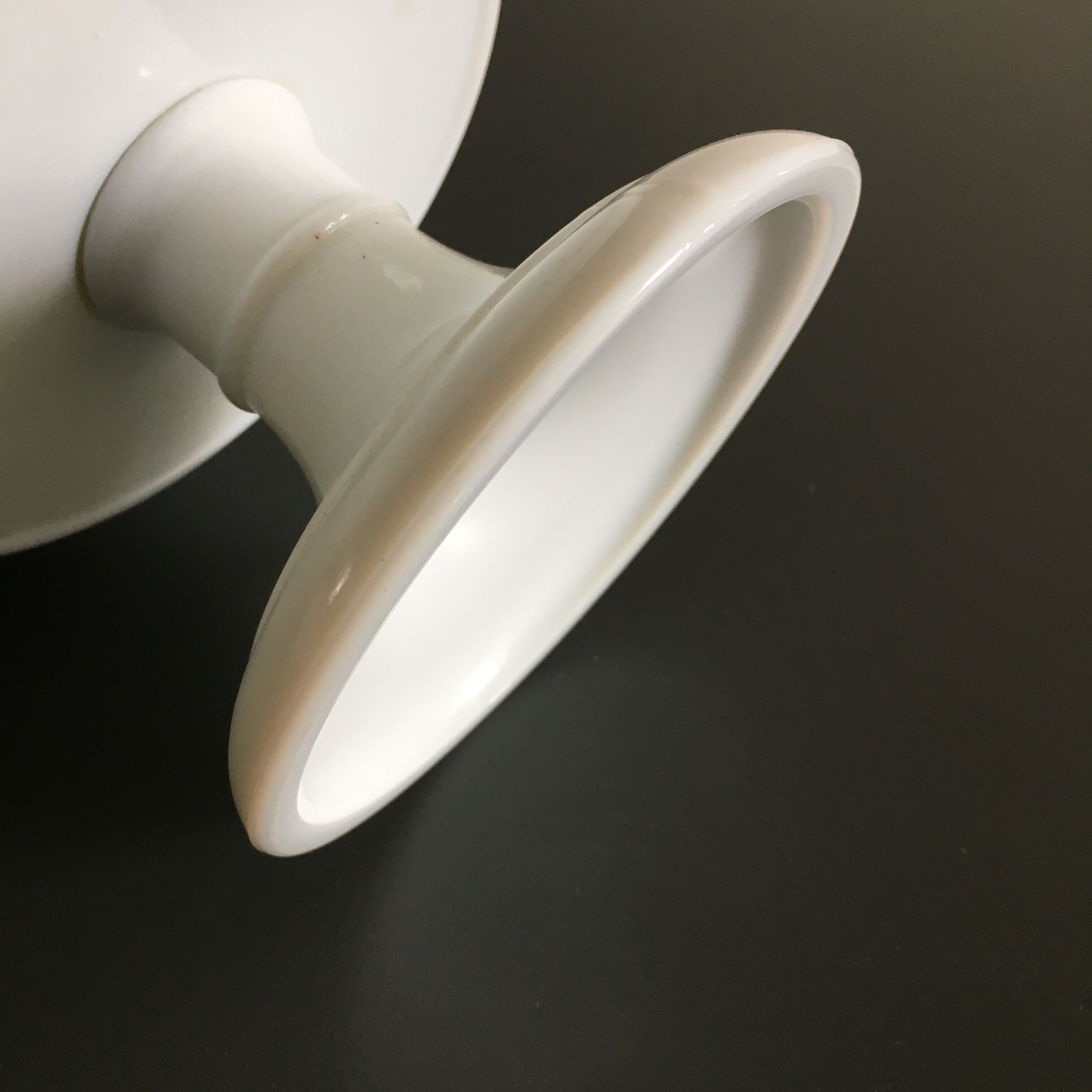 White opaline footed bowl