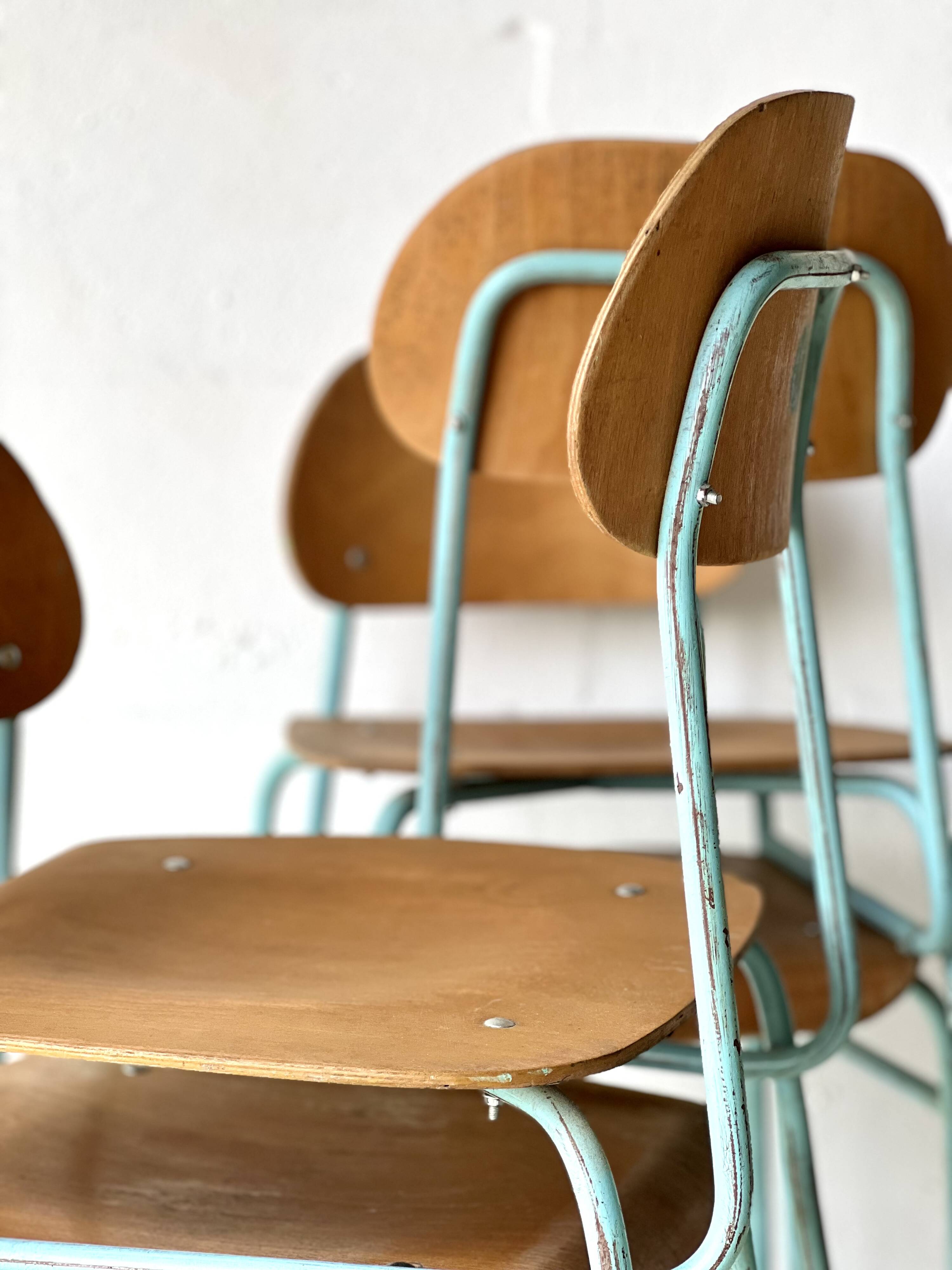 Industrial School Chairs, set of 4