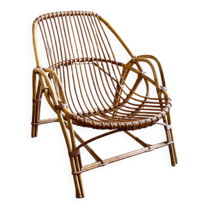 fauteuil en rotin années, - 1960