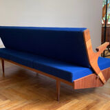 Foldning Sofa in Electric Blue Colour, 1960s, Czechoslovakia