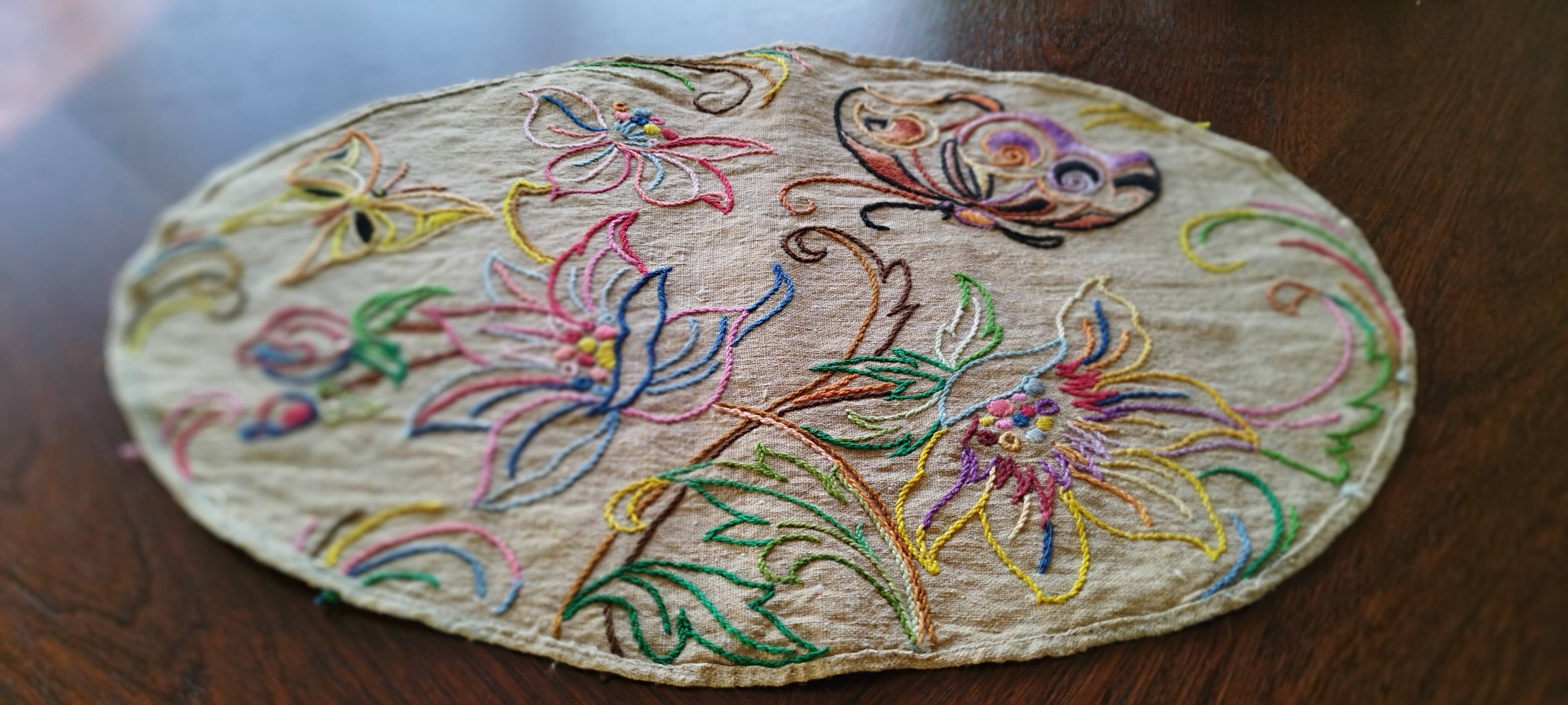 Antique embroidered placemat