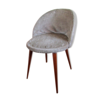 Chaise gondole vintage en fourrure moumoute