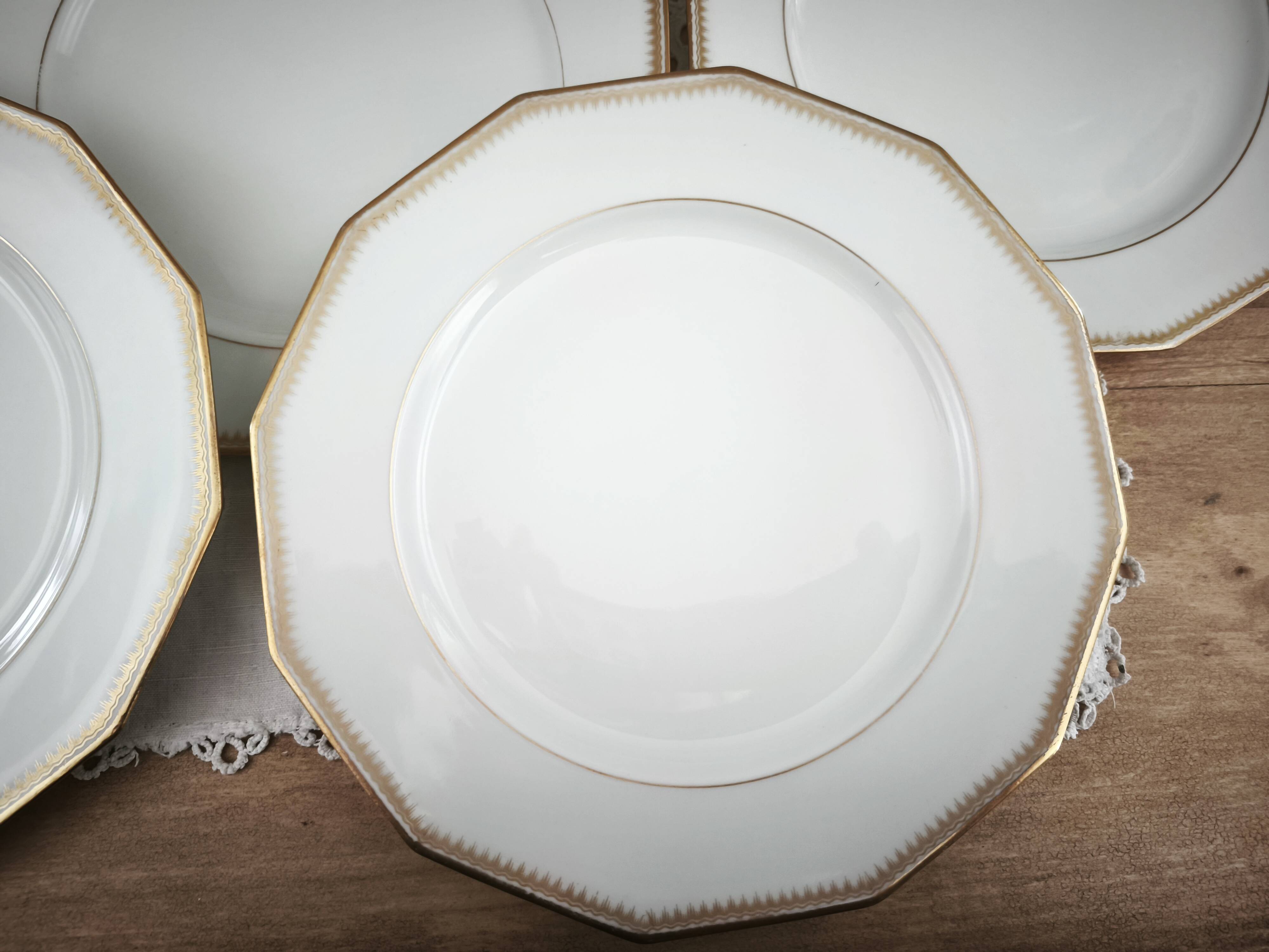 Set of 11 flat plates in Limoges porcelain by Maison Lanternier & C.