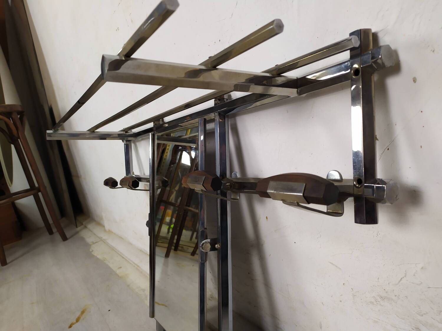 Art Deco chrome coat rack