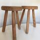 Pair of tripod stools of farm in raw Elm