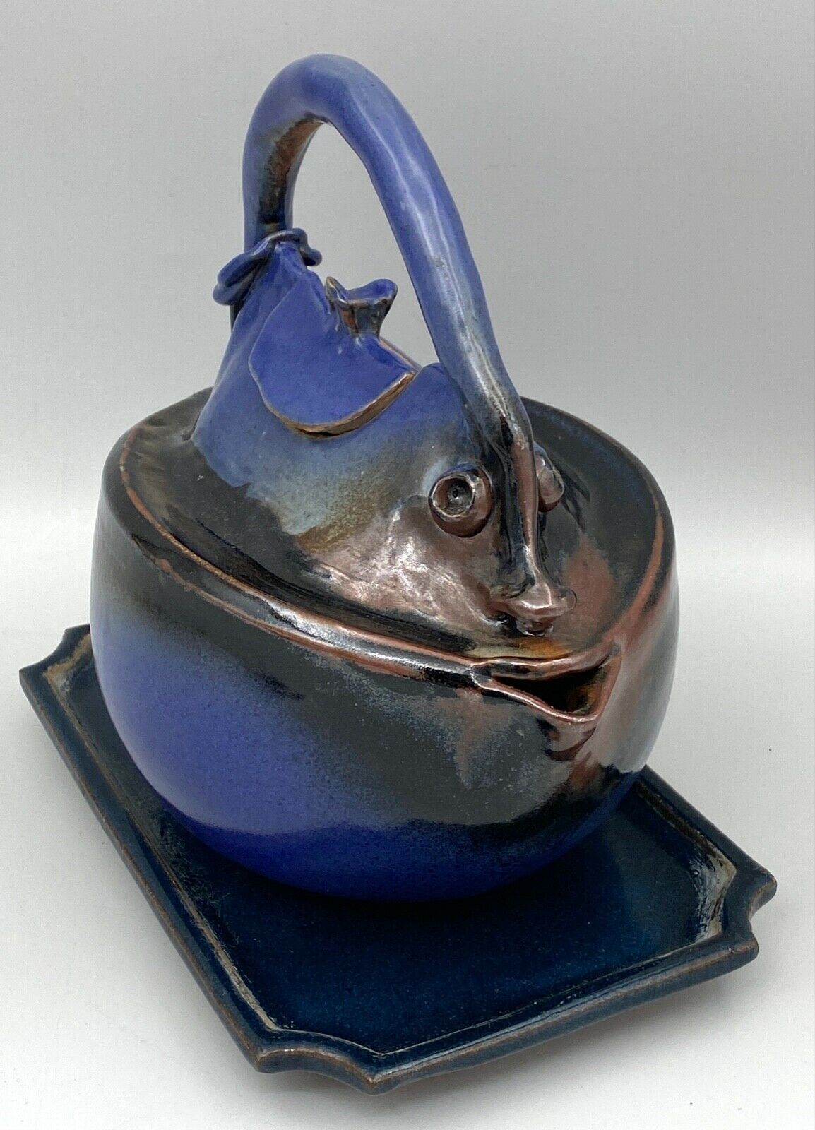 THEIERE VINTAGE PITCHER 1960 BLUE ZOOMORPH SIGNATURE TO IDENTIFY