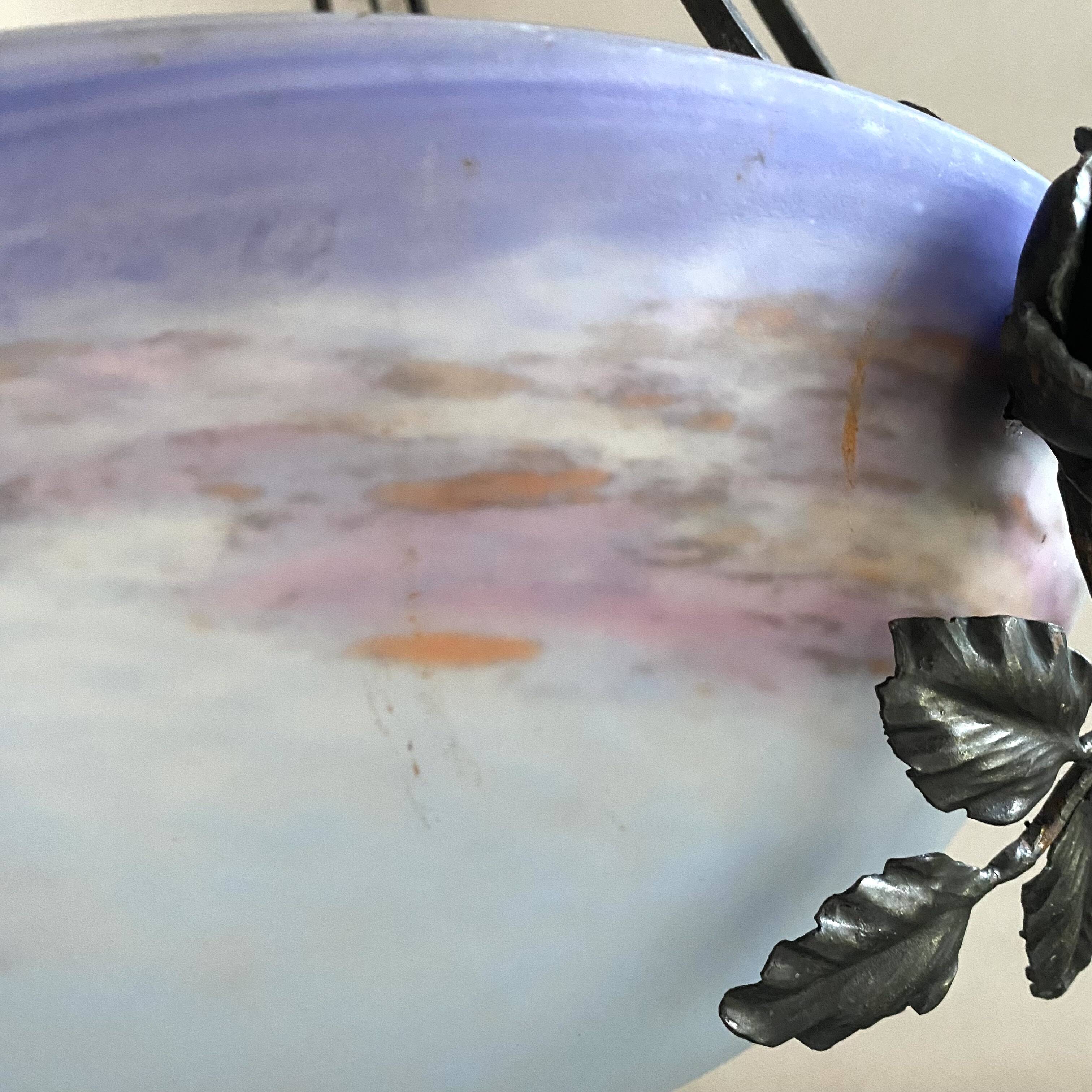 Art Nouveau suspension pâte de verre signed Degué